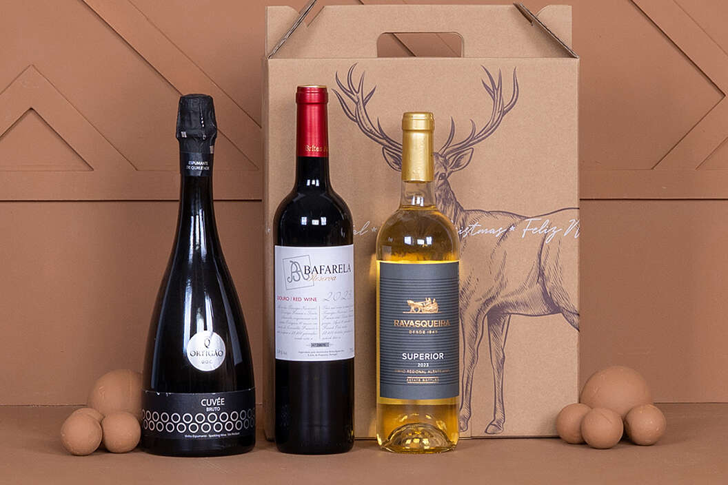 Vinho para o natal num presente elegante